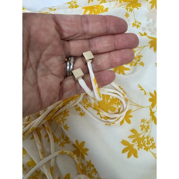 Y2K Tie-Back Show Po Yellow Floral Print Romper Jumpsuit Australia Yellow Small - Picture 6 of 9